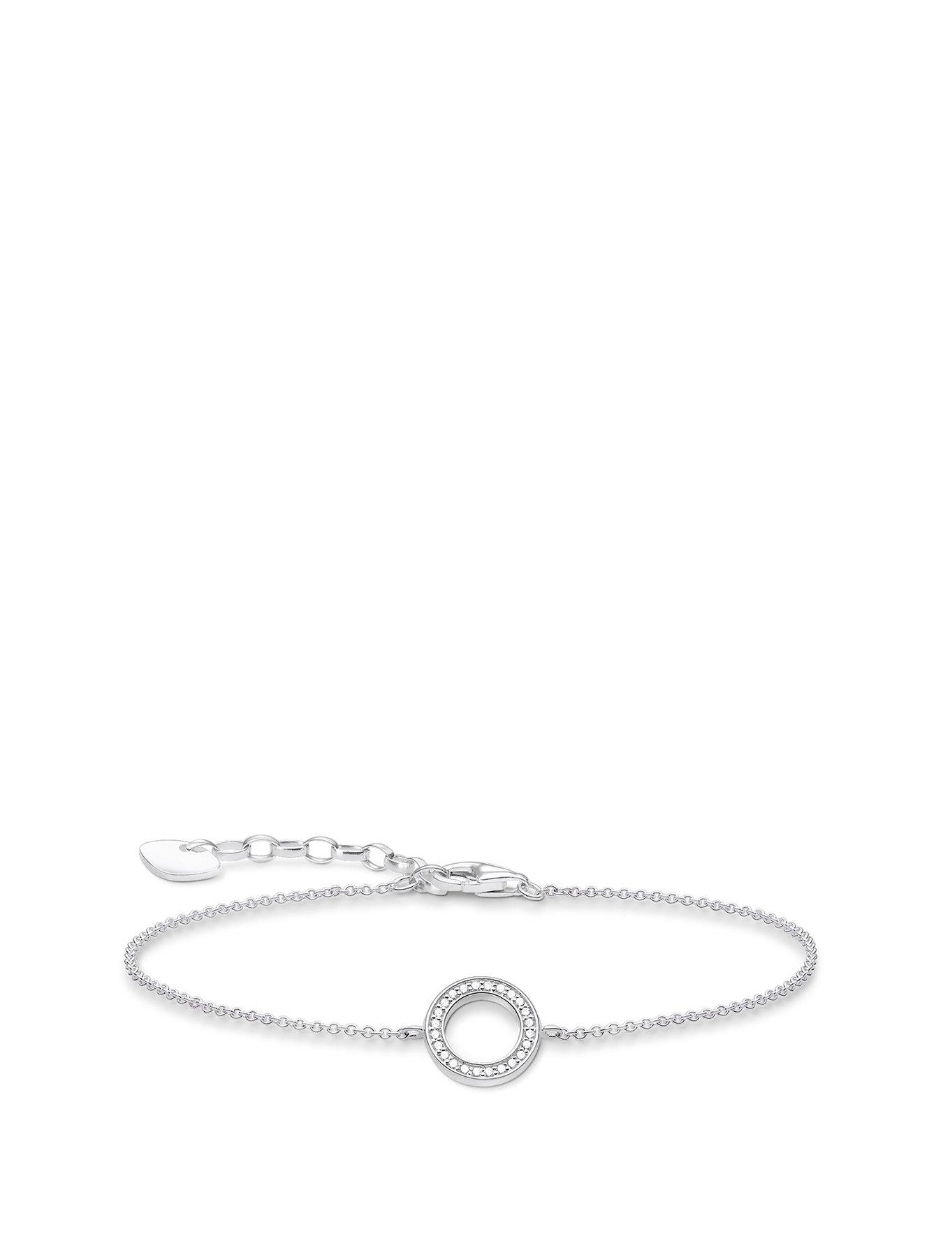 undefined Sterling Silver Cubic Zirconia Open Classic Circle Bracelet