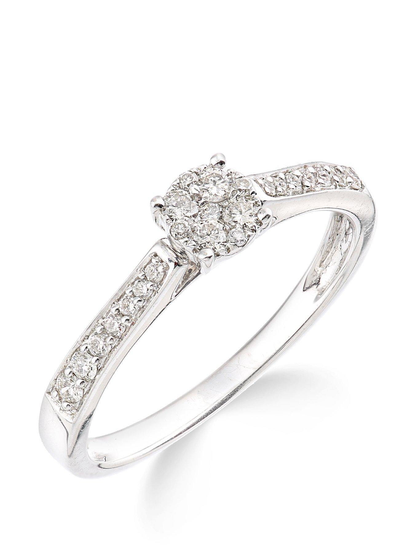 Image 1 of 5 of Love DIAMOND 9ct&nbsp;White Gold 25 Points of Diamonds Ring with Stone Set Shoulders