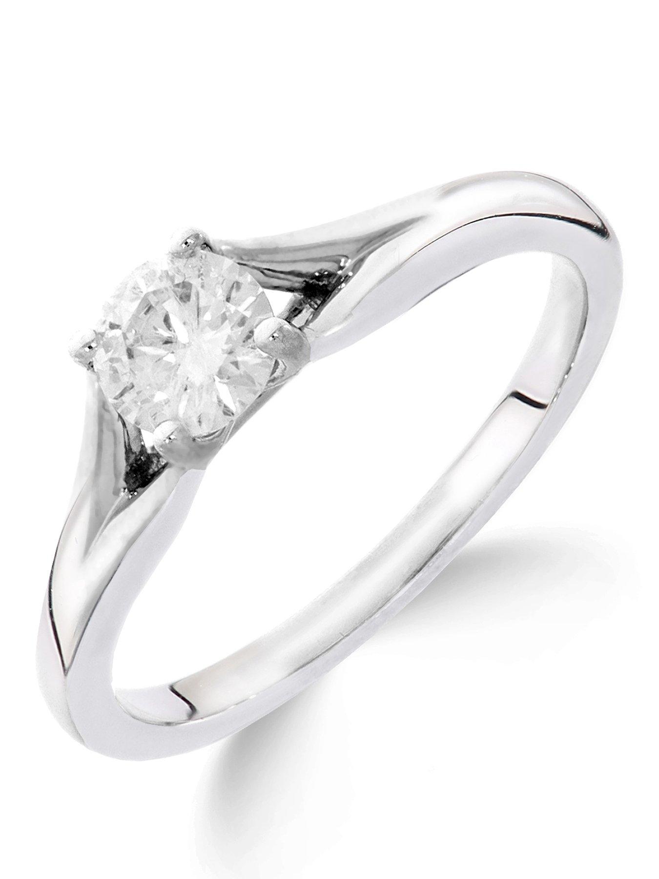 Image 1 of 5 of Love DIAMOND 9ct White Gold 1/4&nbsp;Carat Diamond Solitaire with Tapered Shoulders Ring