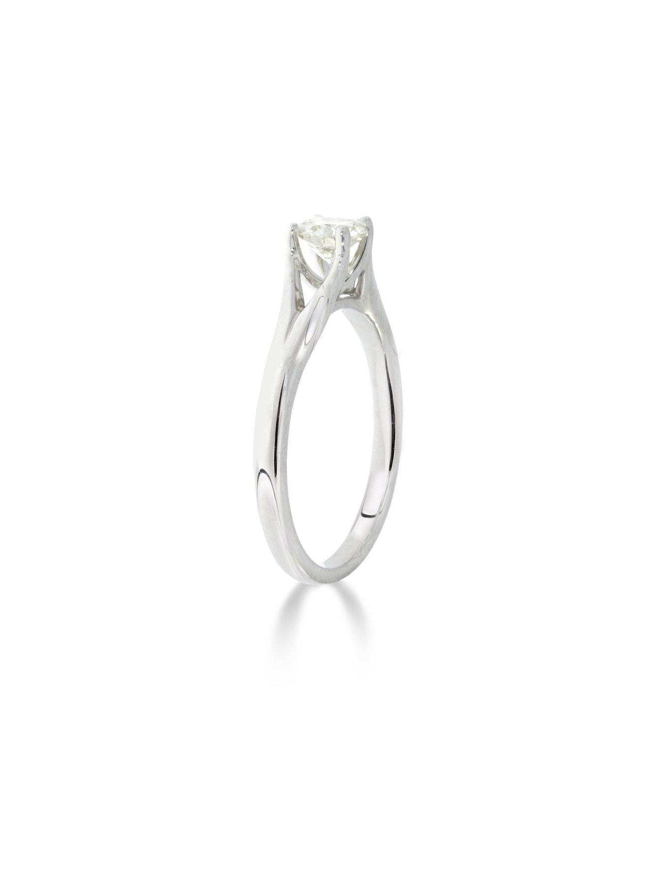 Image 4 of 5 of Love DIAMOND 9ct White Gold 1/4&nbsp;Carat Diamond Solitaire with Tapered Shoulders Ring