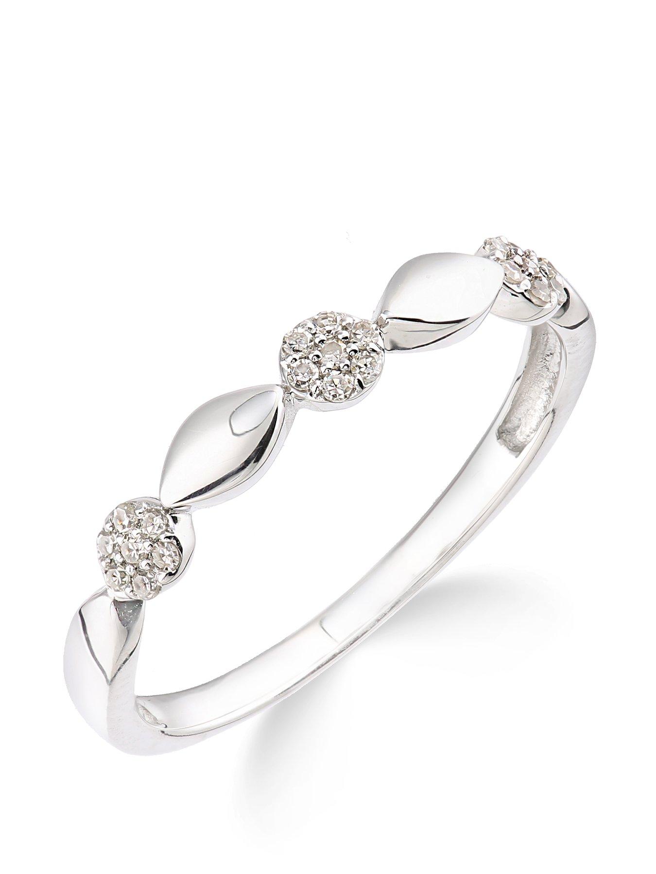 Love DIAMOND 9ct White Gold 10 Point Diamond Commitment Ring