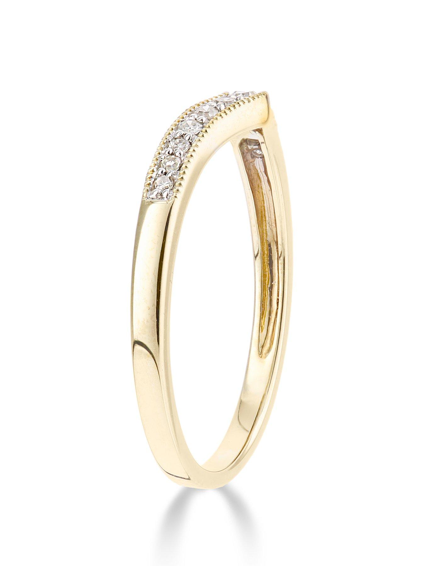 Image 2 of 5 of Love DIAMOND 9ct&nbsp;Yellow Gold Diamond Set Wish Bone Ring