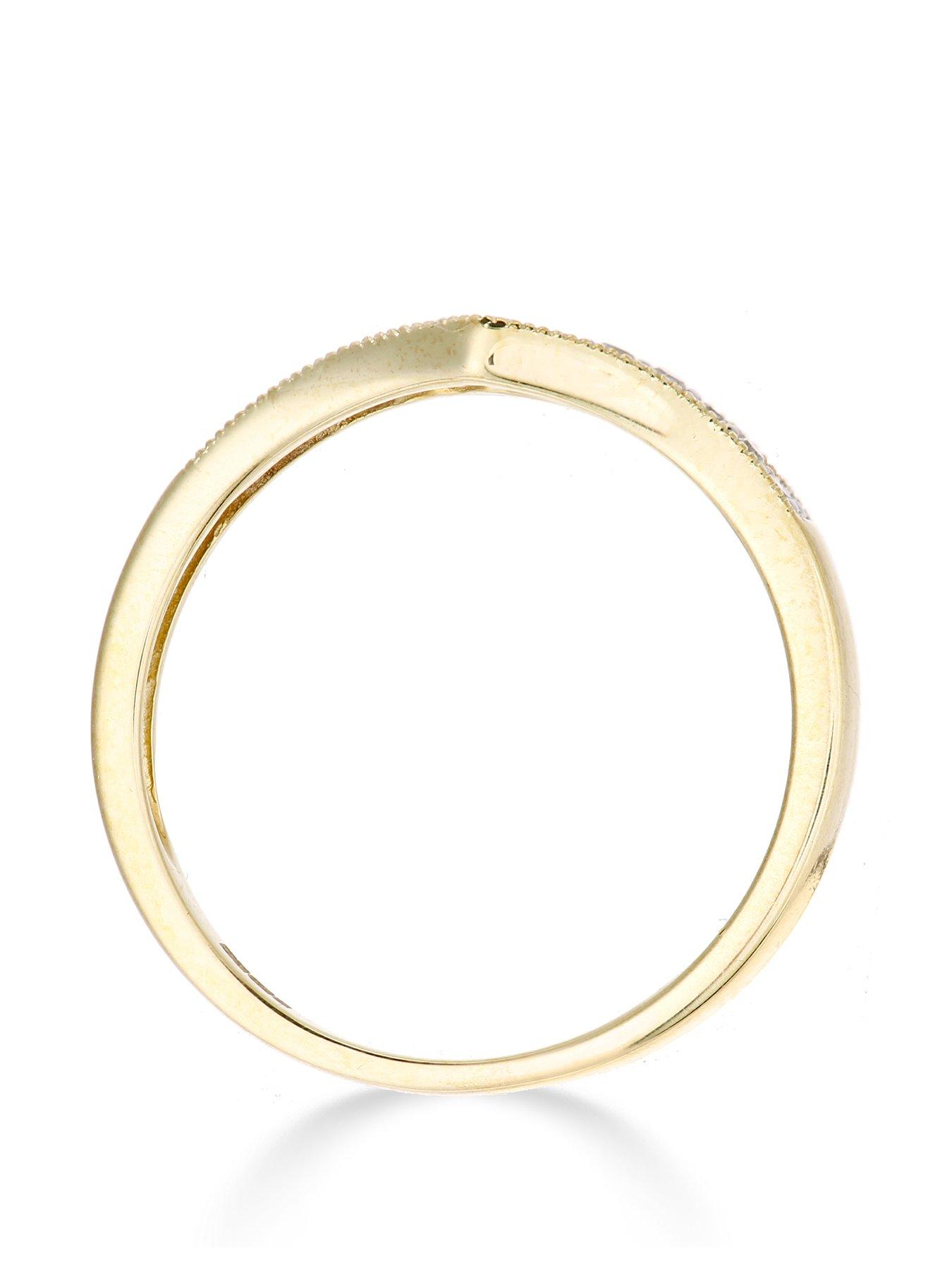 Image 3 of 5 of Love DIAMOND 9ct&nbsp;Yellow Gold Diamond Set Wish Bone Ring