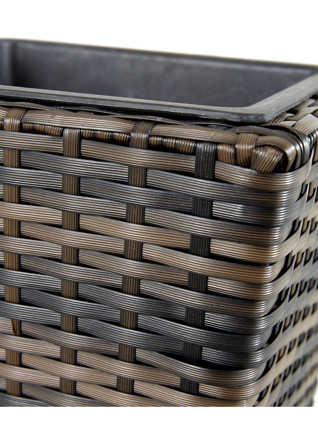  image of very-home-set-of-2-tall-rattan-effect-planters-brown