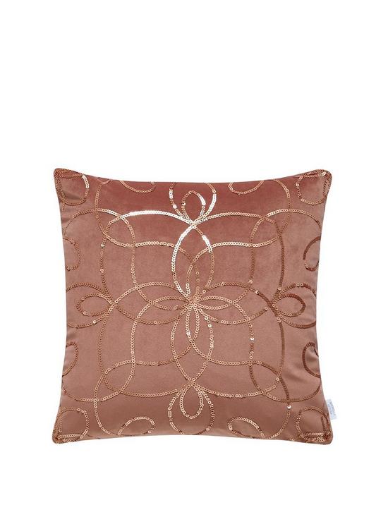 front image of michelle-keegan-home-metallic-sequin-embroidered-cushion