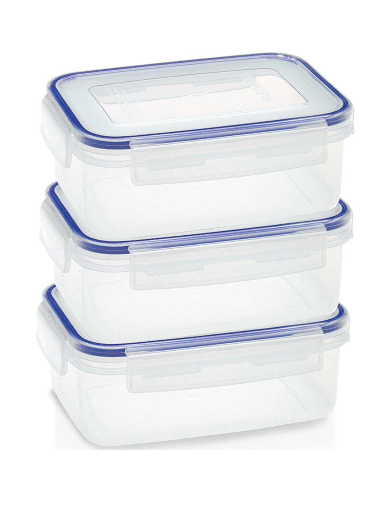 Addis Clip & Close Set Of 3 X 900 Ml Food Storage Containers, Clear