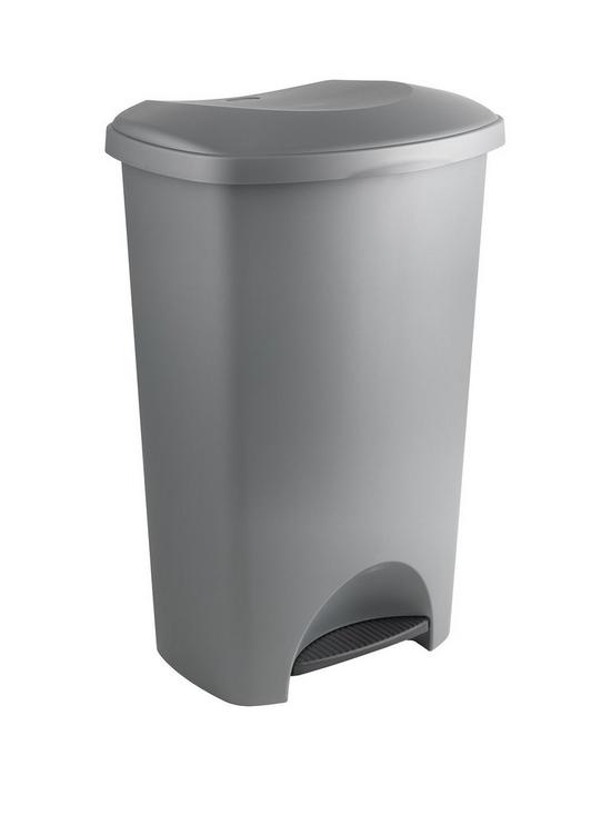 front image of addis-50-litre-pedal-bin-in-metallic-silver