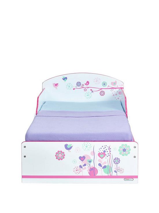 front image of hello-home-flowers-and-birds-toddler-bed