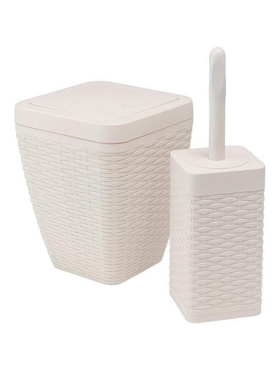 front image of addis-faux-rattan-toilet-brush-and-bin-set