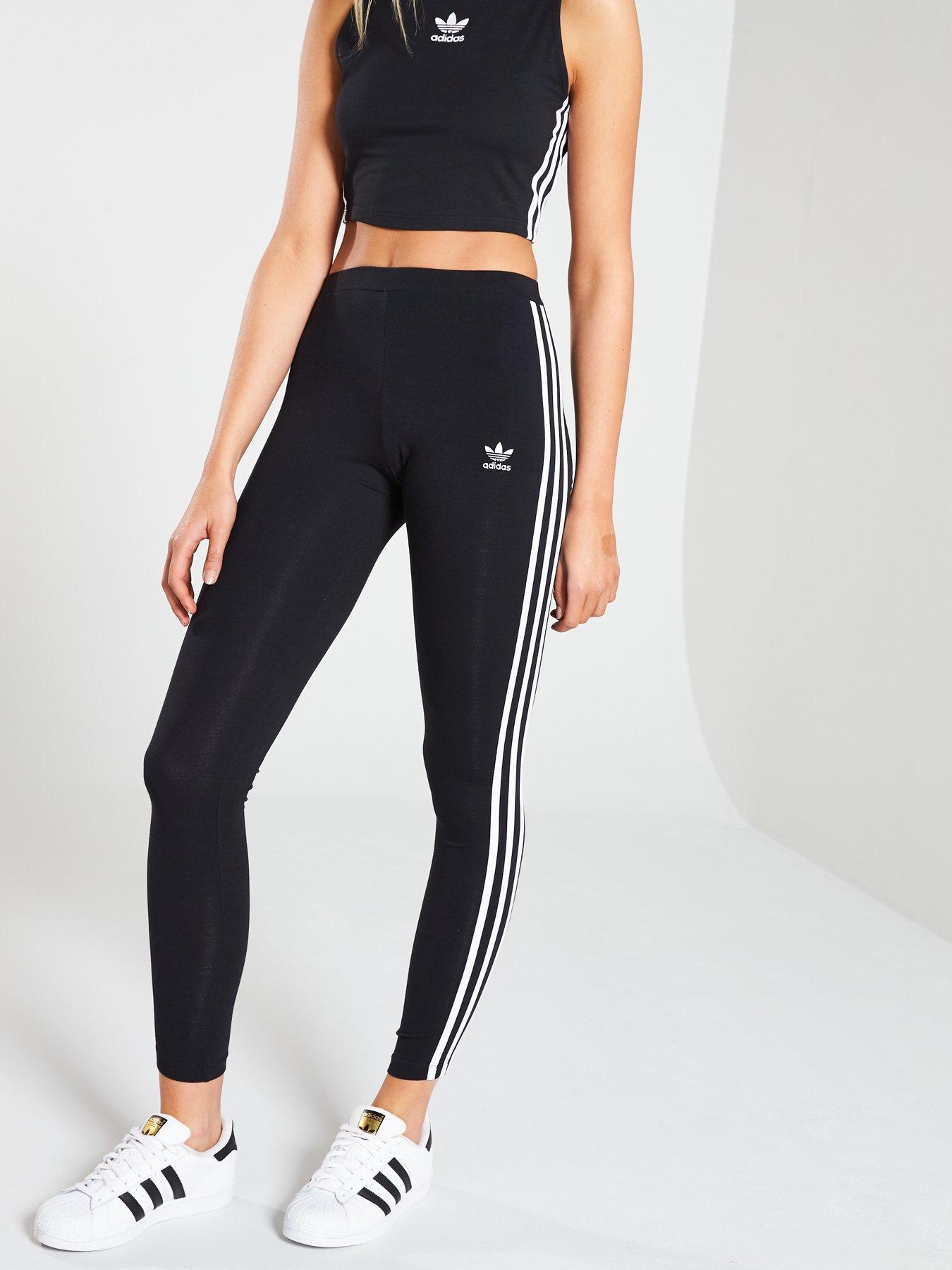 adidas 3 stripe leggings black