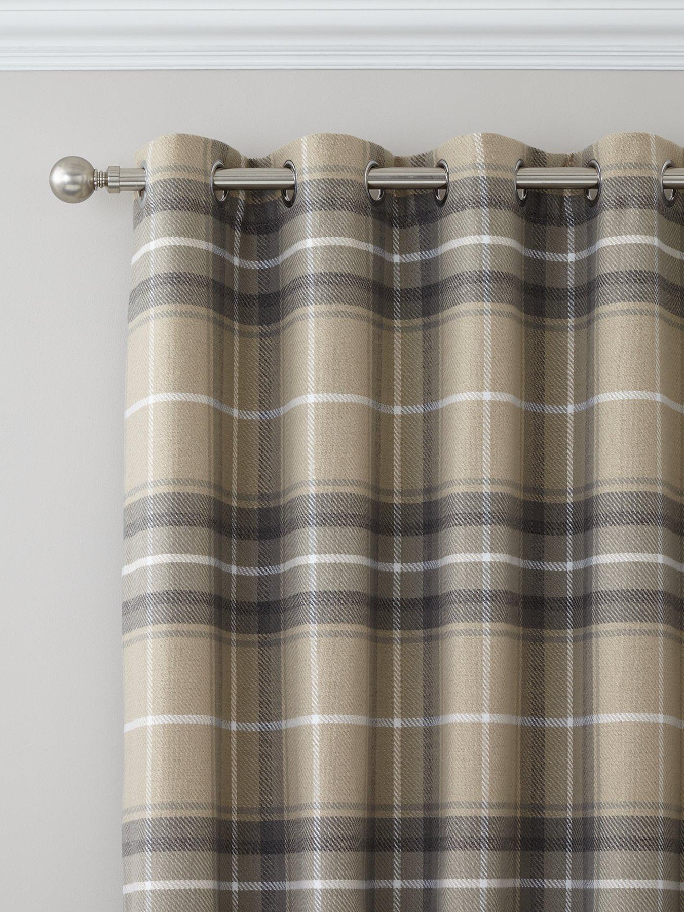 Catherine Lansfield Brushed Heritage Check Lined Eyelet Curtains
