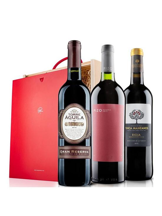 front image of virgin-wines-spanish-red-trio-in-wooden-gift-box