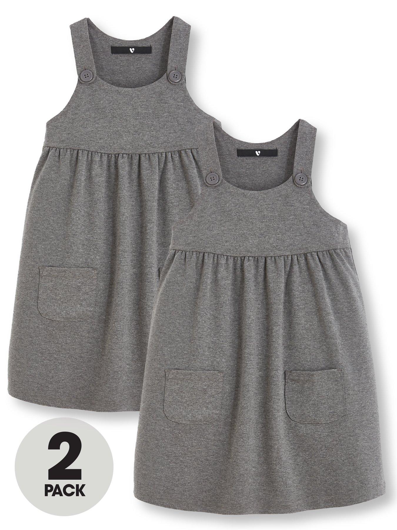 girls grey pinafore dress