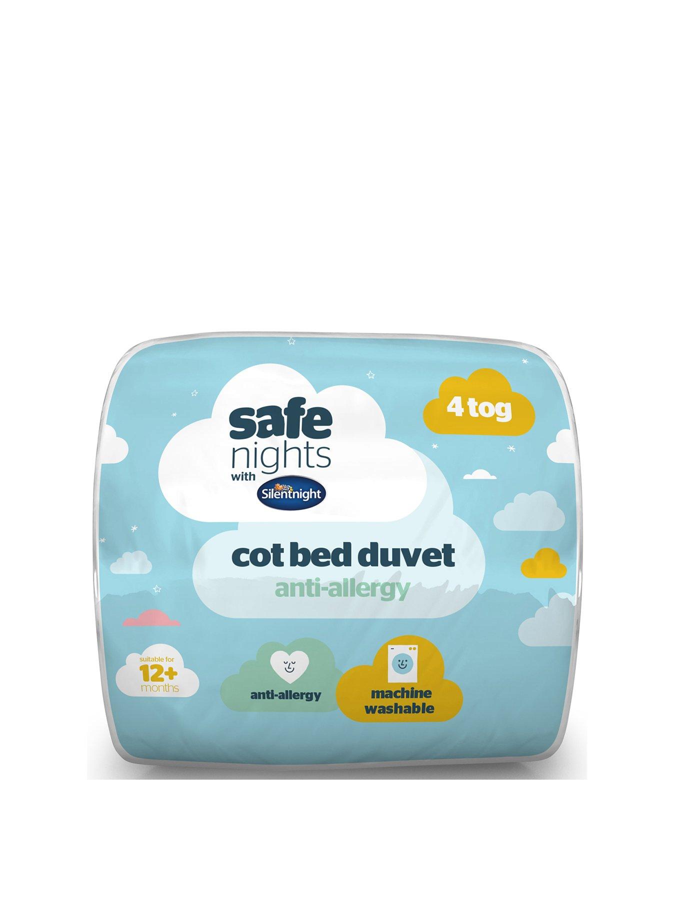 silent night cot bed duvet and pillow