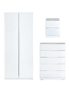 Hi Gloss Latest Offers White Bedroom Furniture Sets Home Monaco Ready Embled High Gloss 3 Piece Package 2 Door Wardrobe 5 Drawer Chest And Bedside Cabinet Save