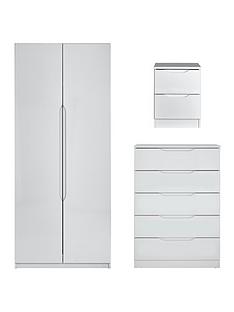 Grey Hi Gloss Bedroom Furniture Sets Home Garden Www Monaco Ready Embled High Gloss 3 Piece Package 2 Door Wardrobe 5 Drawer Chest And Bedside Cabinet Save