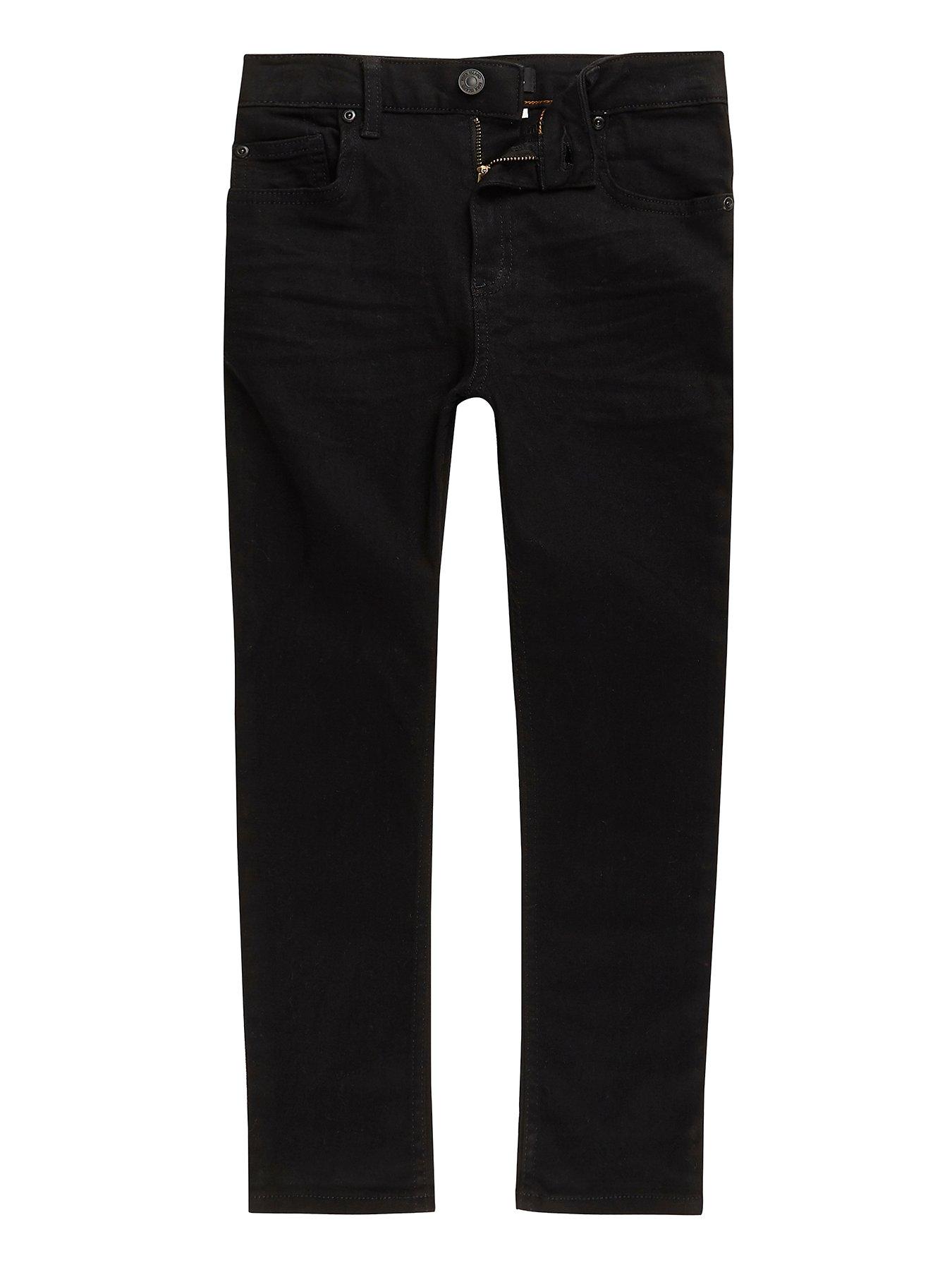 front image of river-island-boys-skinny-jeans-black
