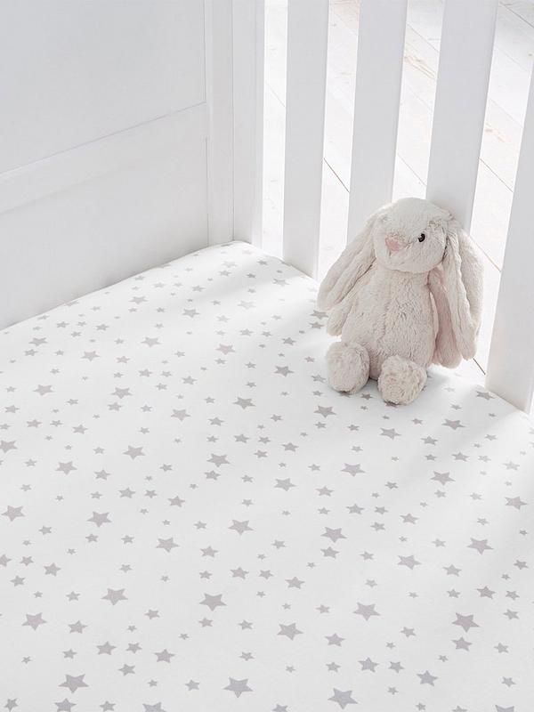 Cot Bed Cot Duck Egg/White Star Silentnight Safe Nights 2 Fitted Sheets 