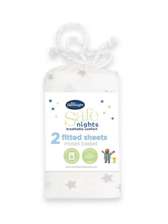 outfit image of silentnight-safe-nights-2-x-fitted-sheets-moses-basket-star-print