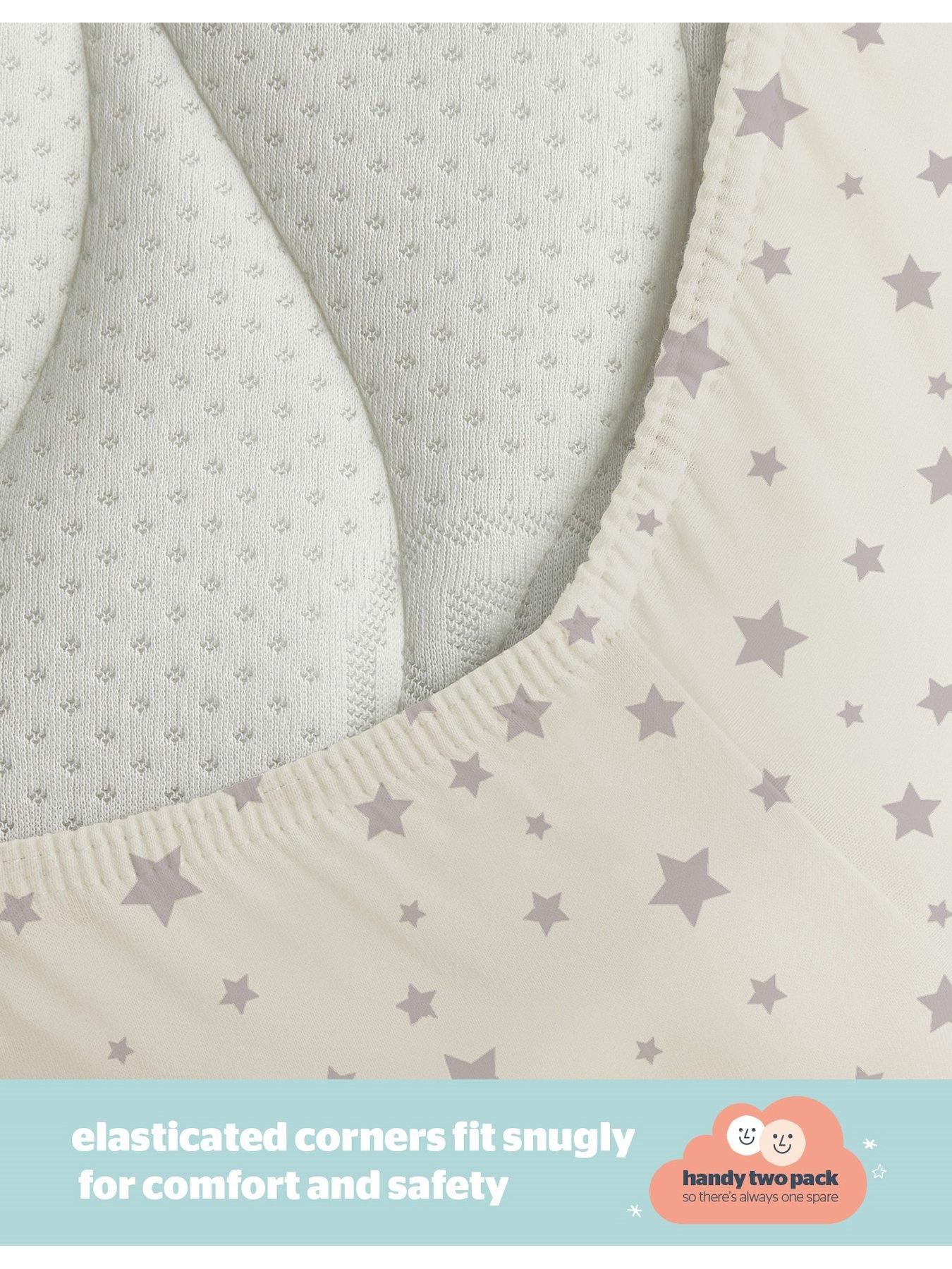  image of silentnight-safe-nights-2-x-pack-100-cotton-moses-basket-fitted-sheets-74cm-x-28cm-grey-stars