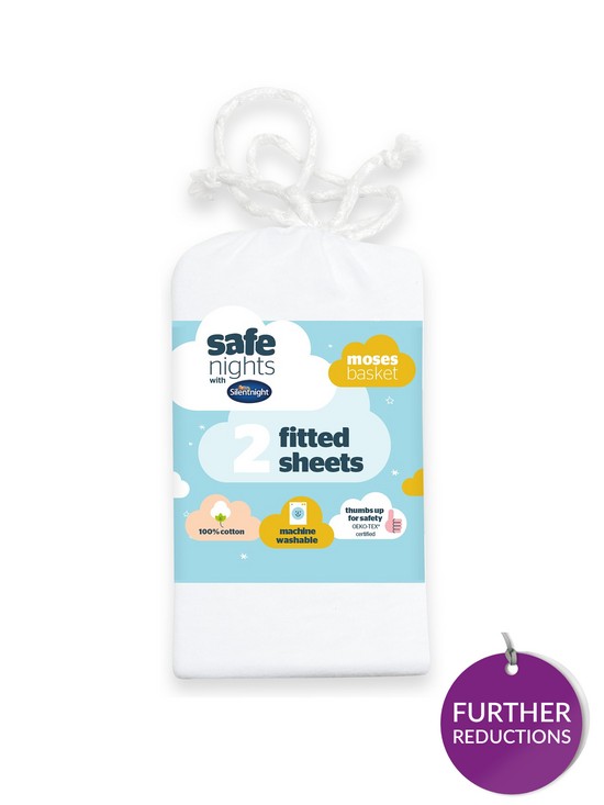 front image of silentnight-safe-nights-2-x-fitted-sheets-moses-basket-cream