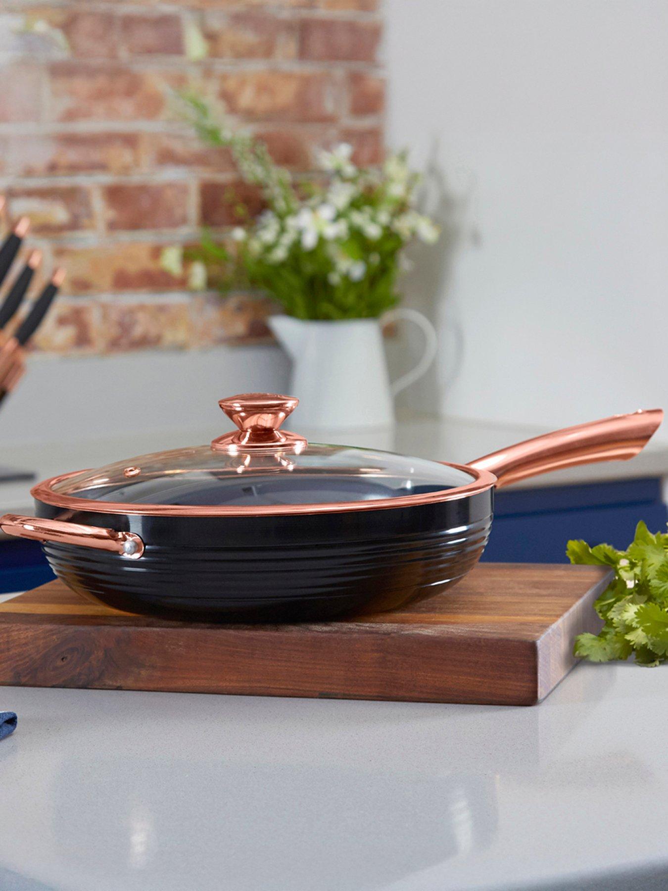 Image 1 of 4 of Tower Linear Rose Gold 28 cm Saut&eacute; Pan in Black