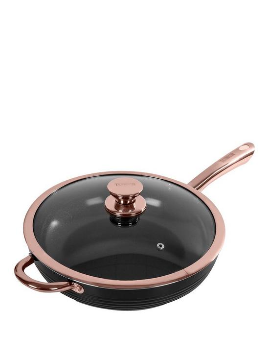 front image of tower-linear-rose-gold-28-cm-sauteacute-pan-in-black