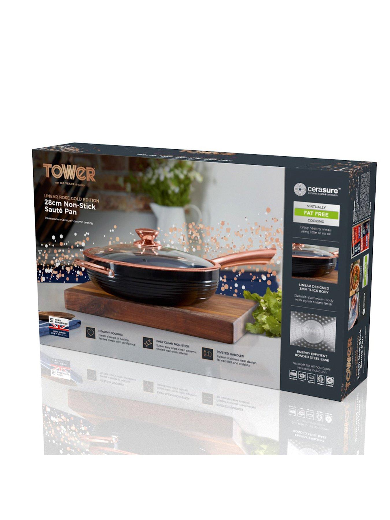 Image 4 of 4 of Tower Linear Rose Gold 28 cm Saut&eacute; Pan in Black