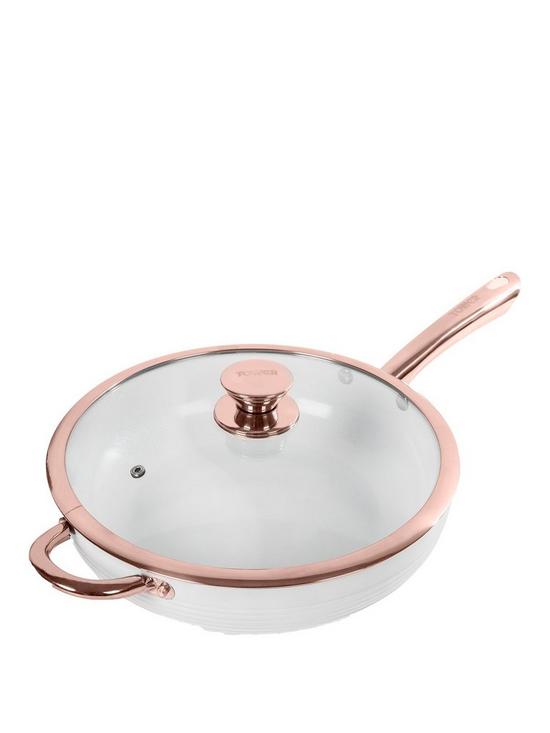 front image of tower-linear-rose-gold-28-cm-sauteacute-pan-in-white