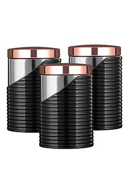 Tower Tower Linear Rose Gold Set Of 3 Storage Canisters &Ndash; Black Picture