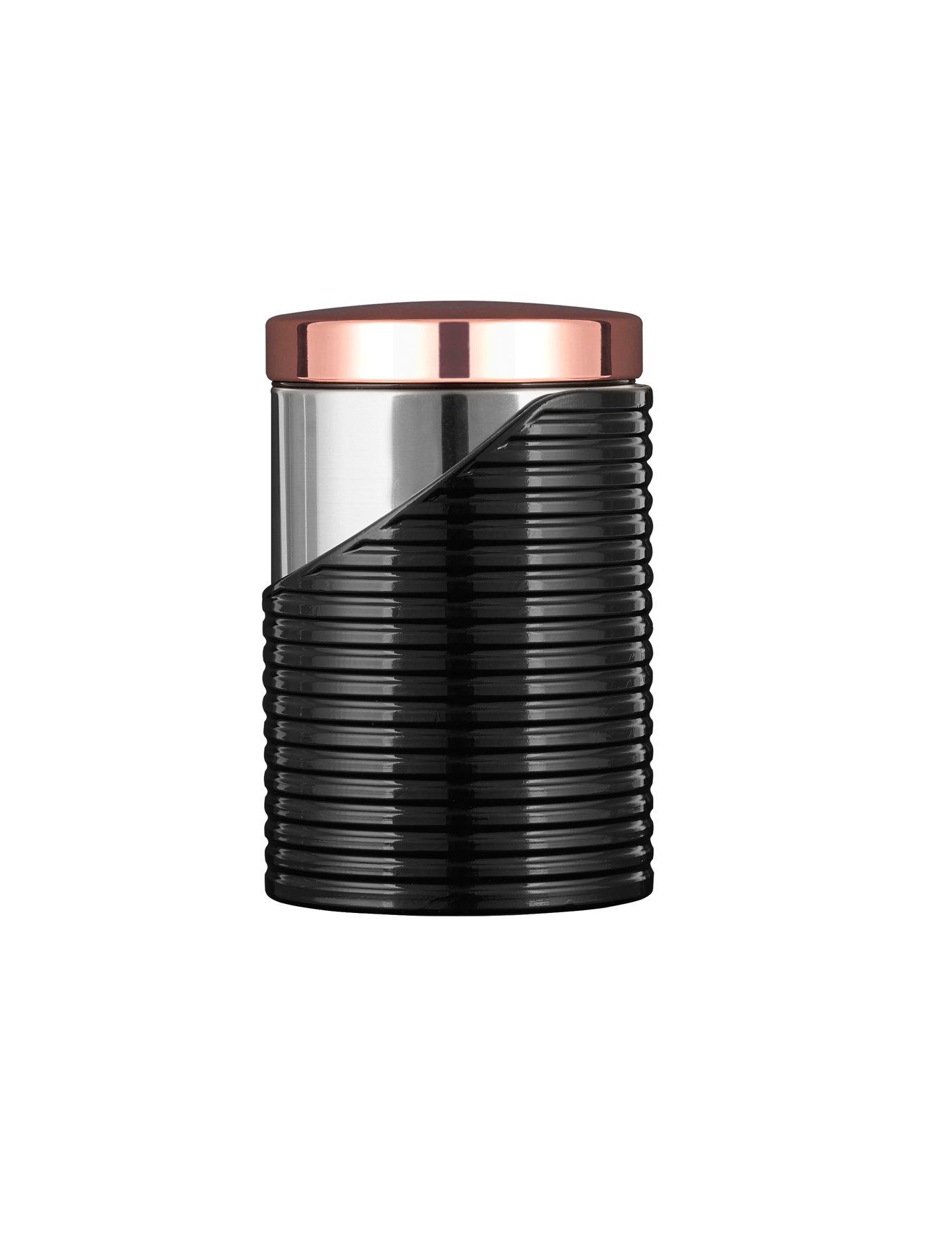 Image 4 of 5 of Tower Linear Rose Gold Set of 3 Storage Canisters &ndash; Black