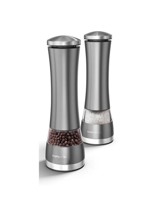 front image of morphy-richards-accents-electric-salt-and-pepper-mills