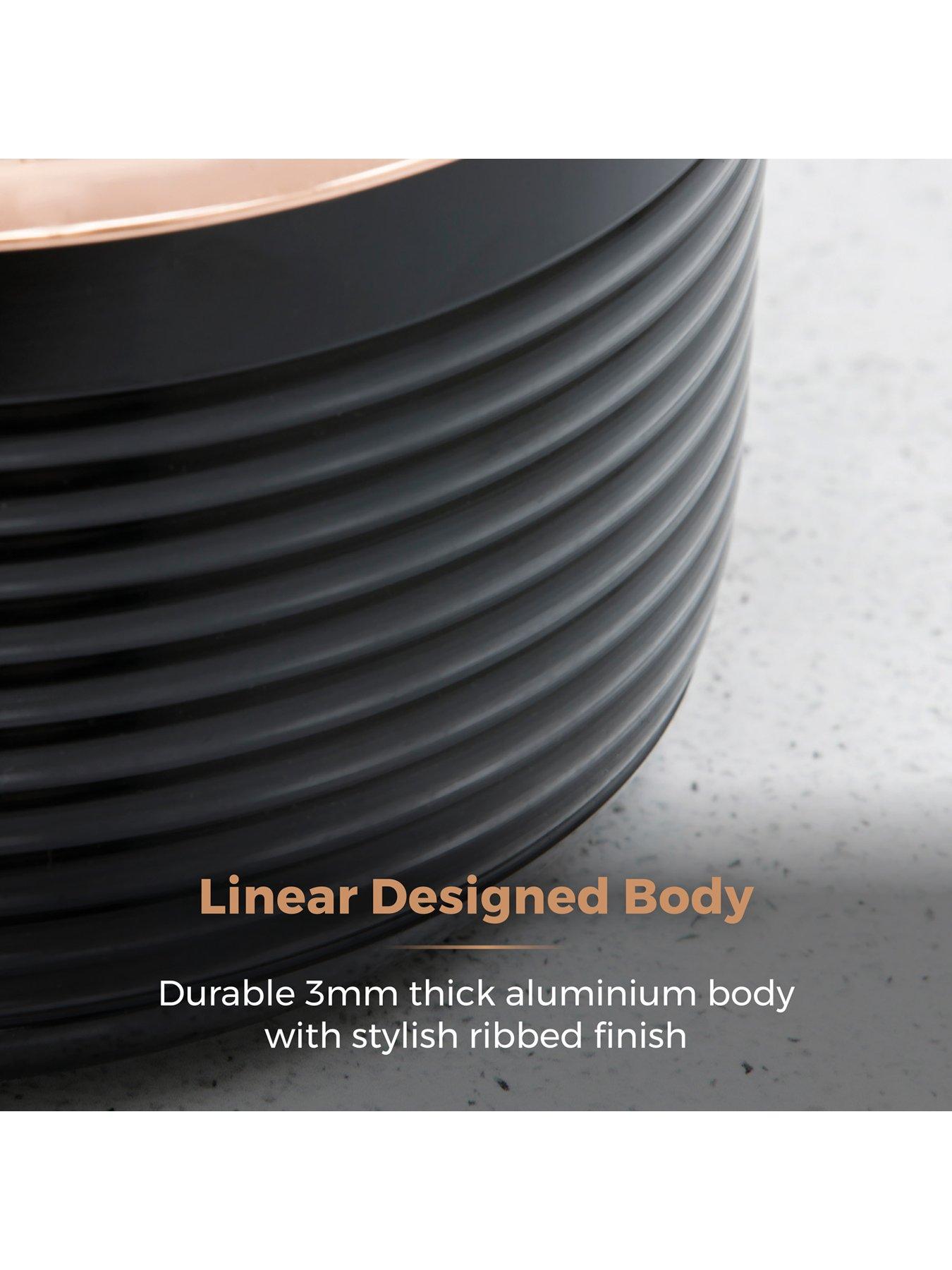 image of tower-linear-rose-gold-3-piece-saucepan-set-in-black