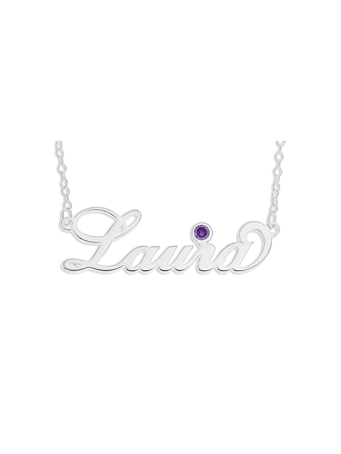 The Love Collection Sterling Silver Personalised Birthstone Necklace