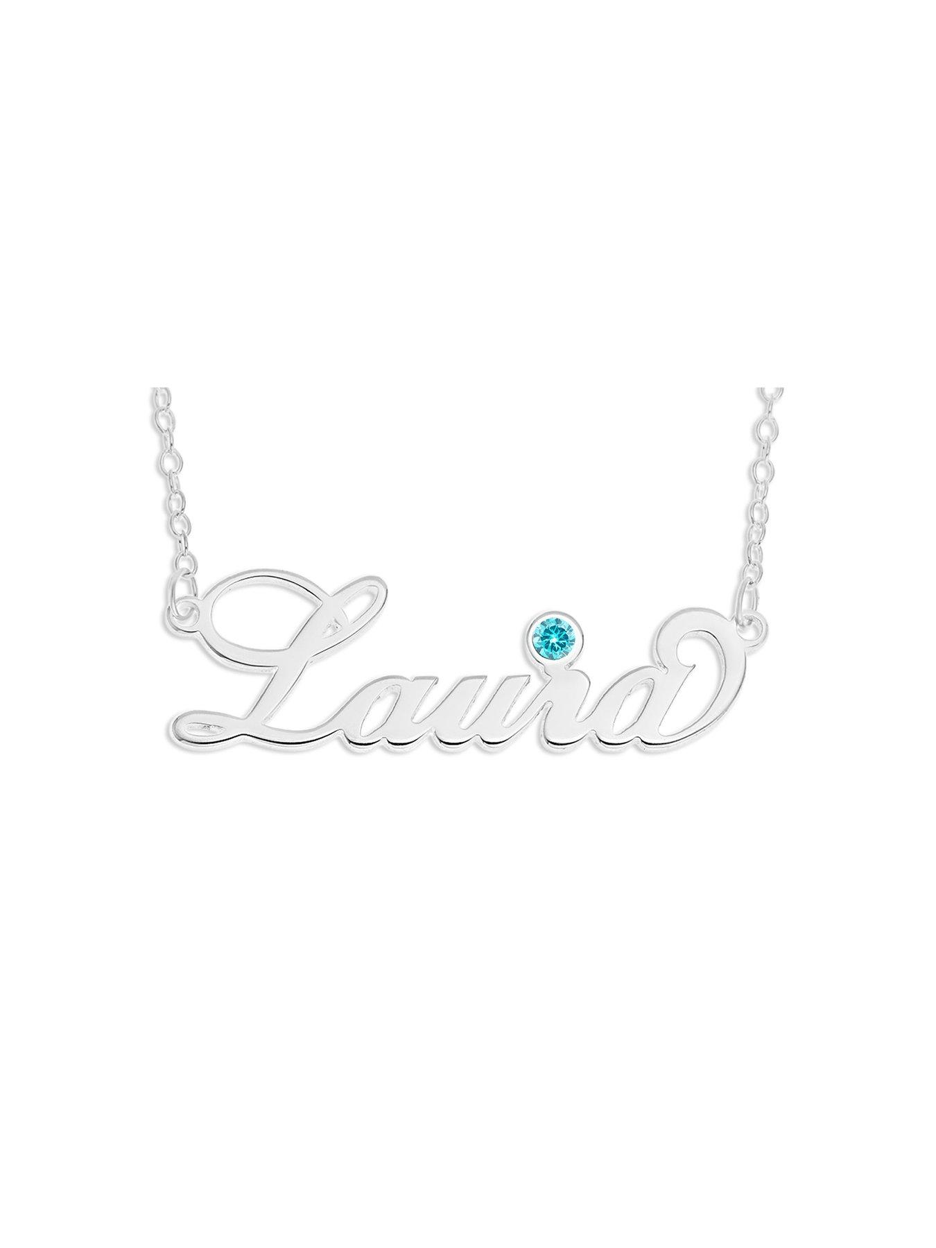 undefined Sterling Silver Personalised Birthstone Necklace