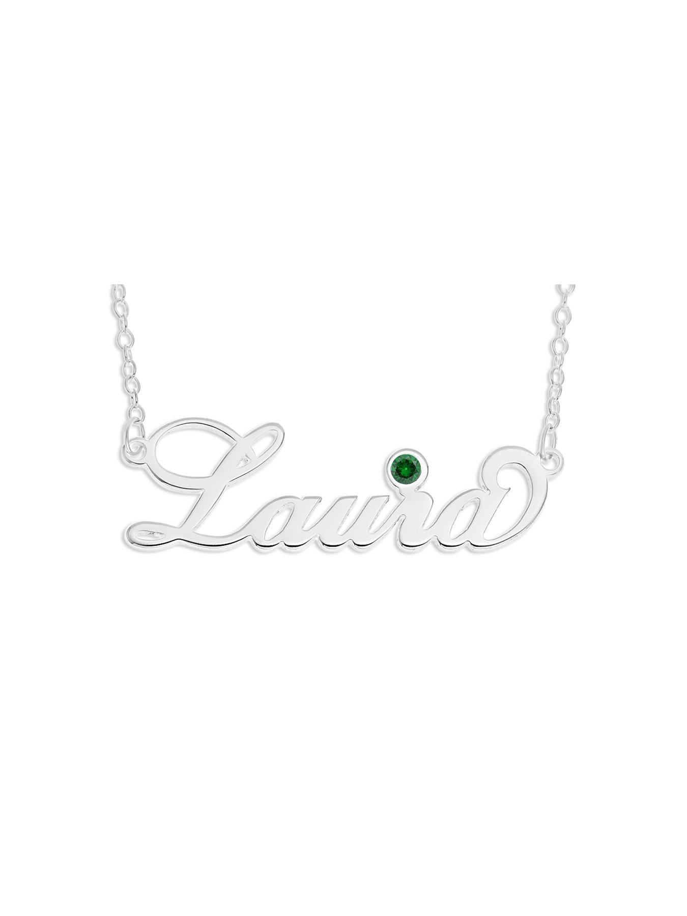undefined Sterling Silver Personalised Birthstone Necklace