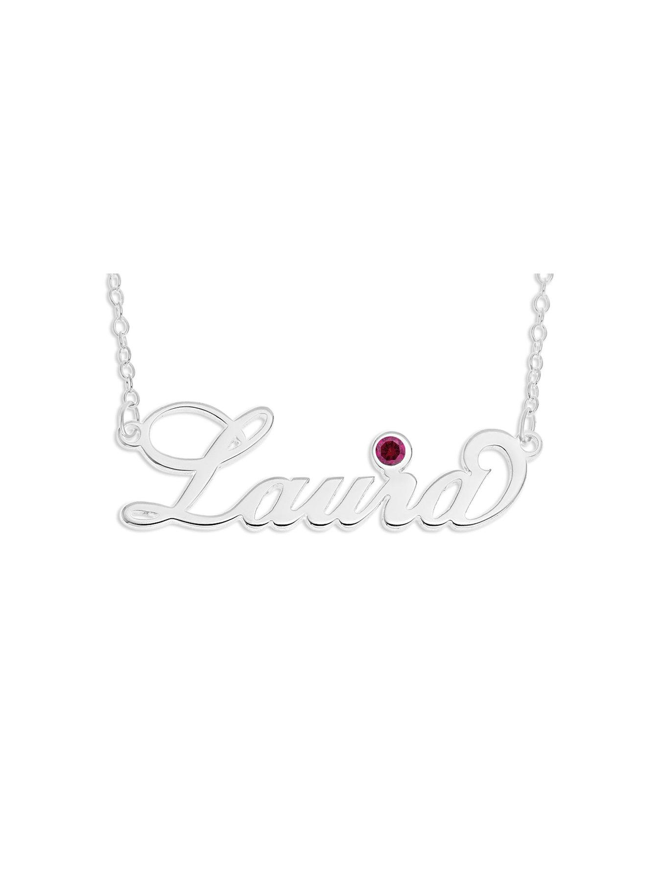 undefined Sterling Silver Personalised Birthstone Necklace