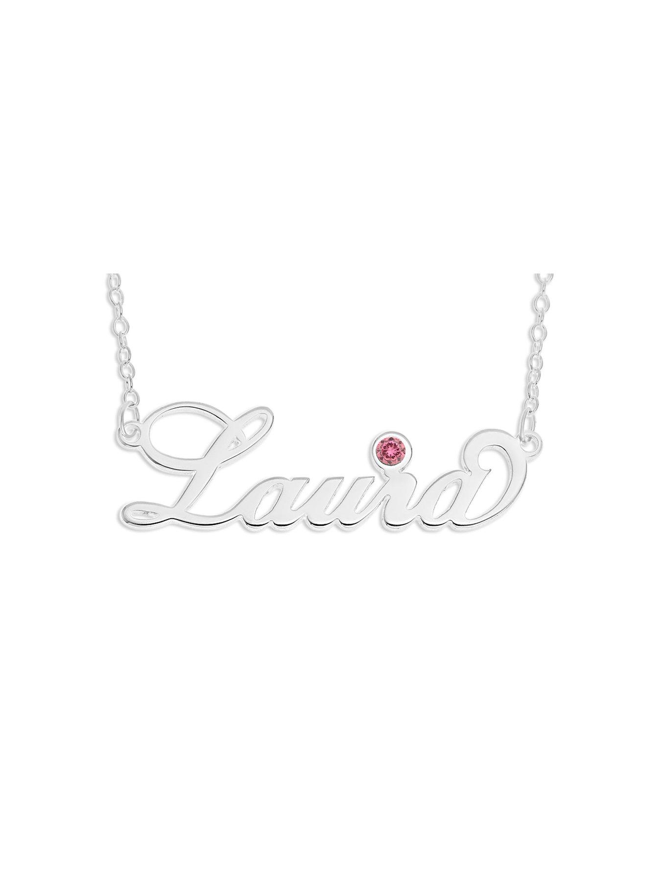 undefined Sterling Silver Personalised Birthstone Necklace