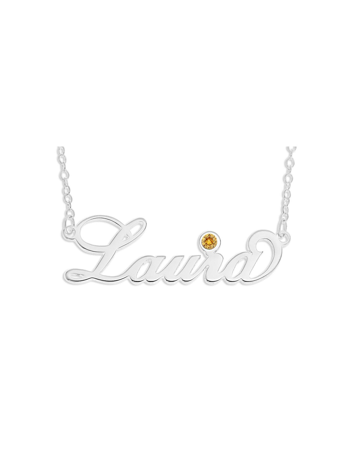 undefined Sterling Silver Personalised Birthstone Necklace