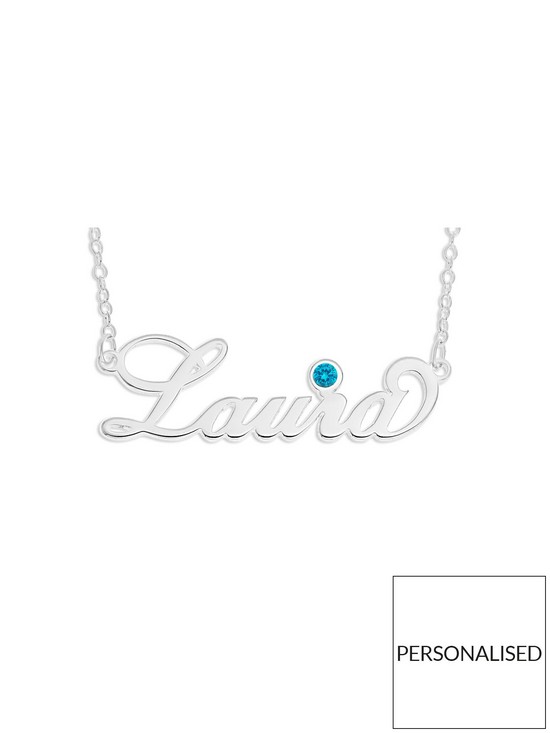 front image of the-love-silver-collection-sterling-silver-personalised-birthstone-necklace