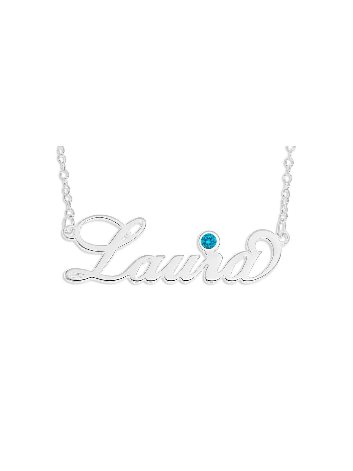 undefined Sterling Silver Personalised Birthstone Necklace