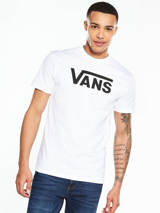 front image of vans-mens-classic-logo-t-shirt-whiteblack