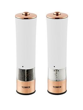 Tower Tower Rose Gold Electric Salt And Pepper Mill &Ndash; White Picture