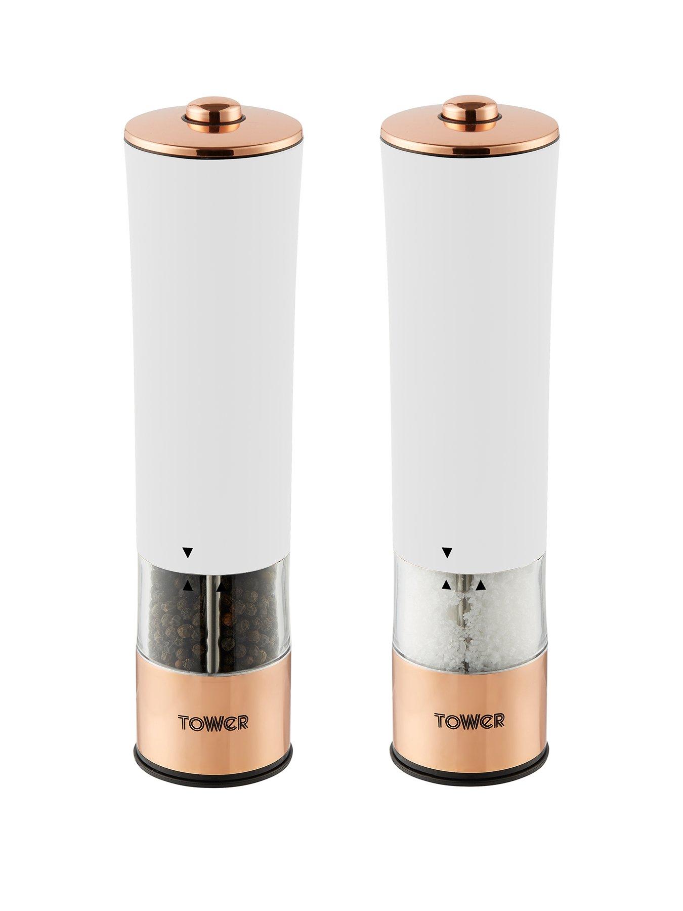 undefined Rose Gold Electric Salt and Pepper Mill – White
