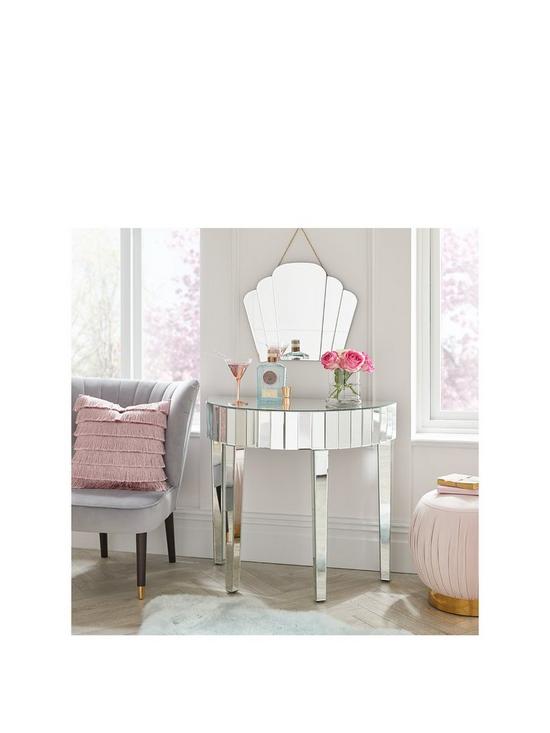 front image of michelle-keegan-home-vegas-half-moon-mirrored-occasional-console-table