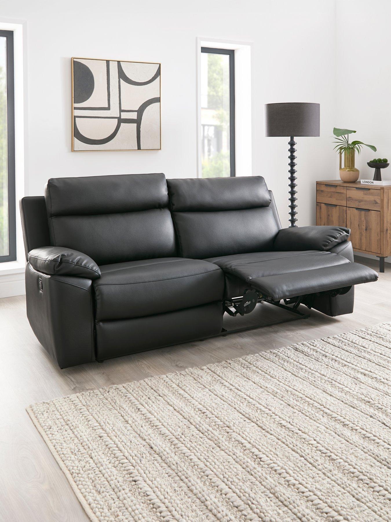undefined Edison 3 Seater Luxury Faux Leather Manual Recliner Sofa