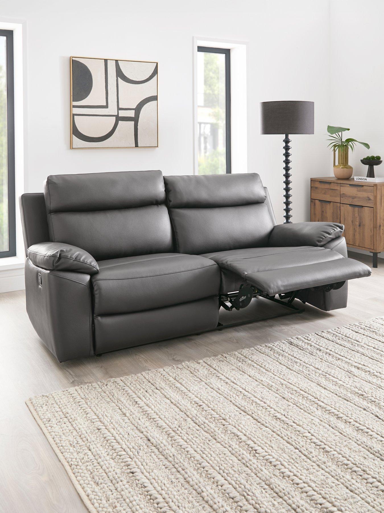 The Very Collection Edison 3 Seater Luxury Faux Leather Manual Recliner Sofa