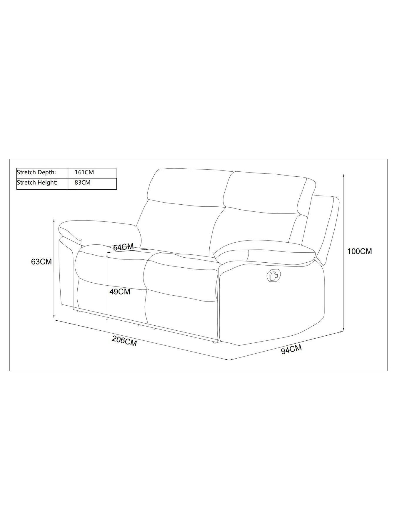 Image 6 of 6 of Very Home Edison 3&nbsp;Seater&nbsp;Luxury&nbsp;Faux Leather Manual Recliner Sofa
