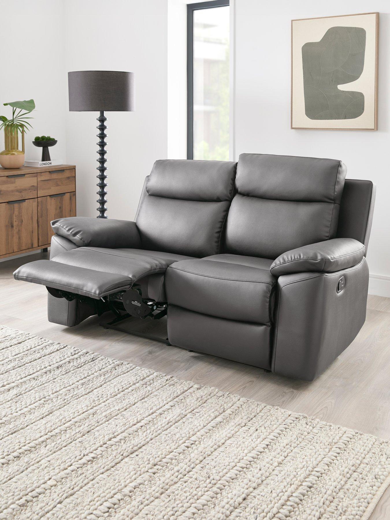 undefined Edison 2 Seater Luxury Faux Leather Manual Recliner Sofa