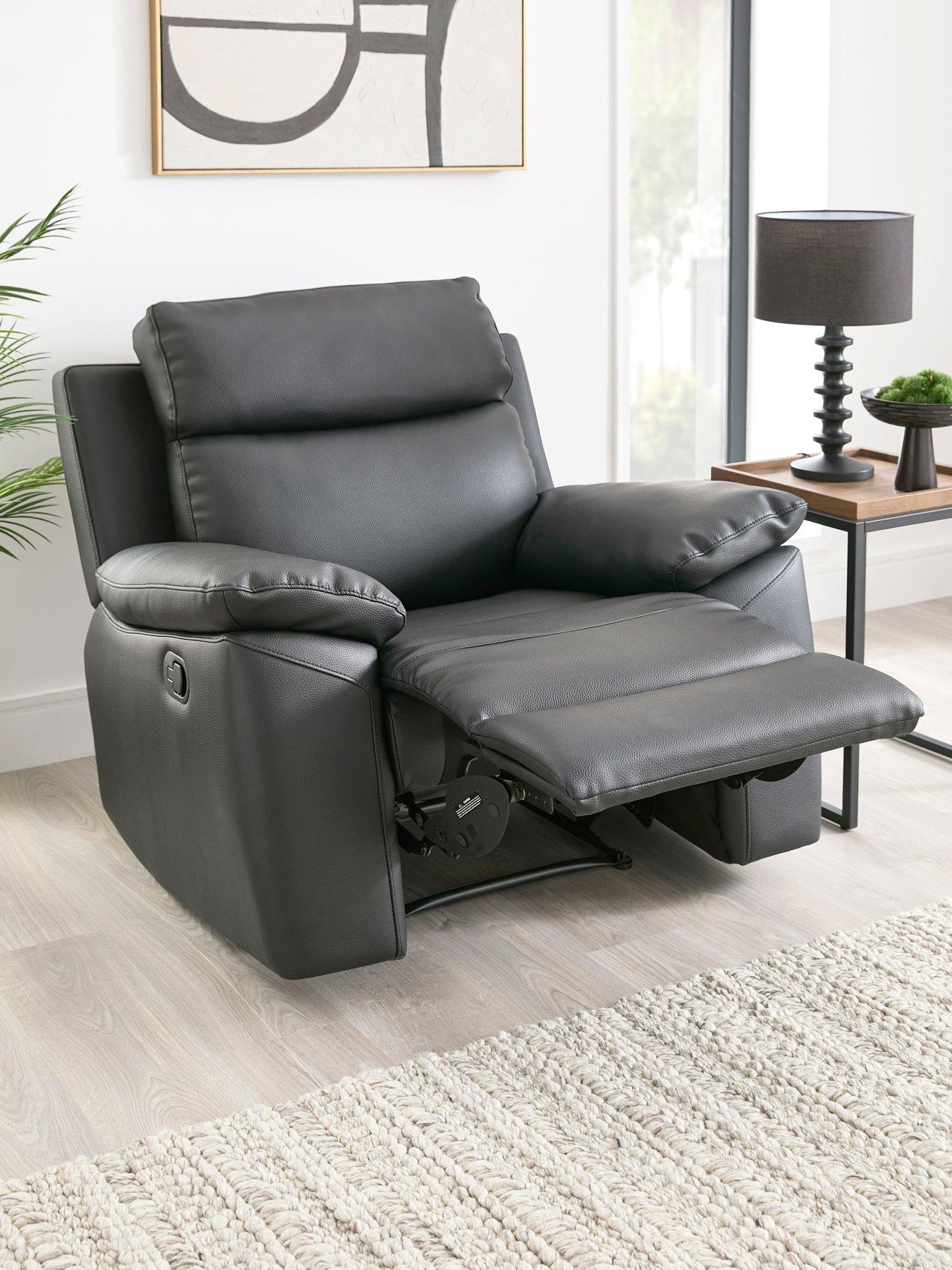  image of edison-luxury-faux-leather-manual-recliner-armchair